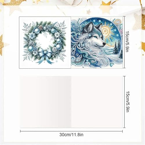 6pcs DIY Diamond Art Greeting Cards Kit with Envelopes&Tools - Create Your Own Sparkling Birthday, Thank You, Holiday Cards for Adults & Beginners(Wolf) - Image 5