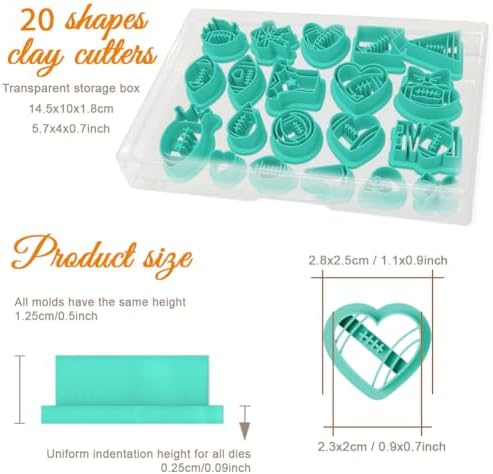 ORIGACH 20 Pcs Football Themed Polymer Clay Cutters Set - Image 2