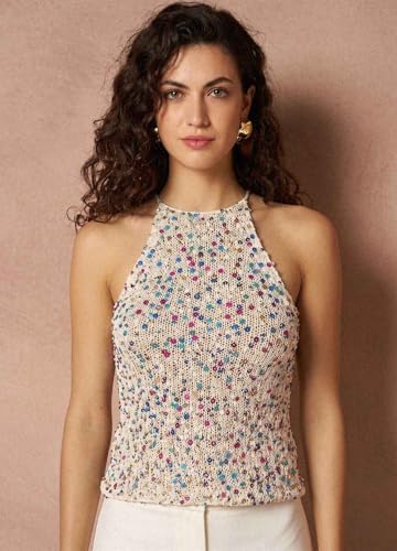 We Are Knitters Briolette Top Knitting Kit | Limited Edition DIY Knitting Kit for Women | Beginner-Friendly Top Kit with 3 Dancing Queen Opalite Cotton Yarn, Pattern & 1 Needles - Image 2