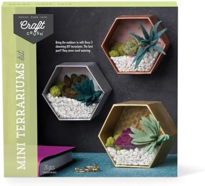Craft Crush — Mini Plants Terrariums Easy Fun Arts and Craft Kit — Make 3 Charming Faux Terrariums! — For Ages 13 and Up by CraftCrush