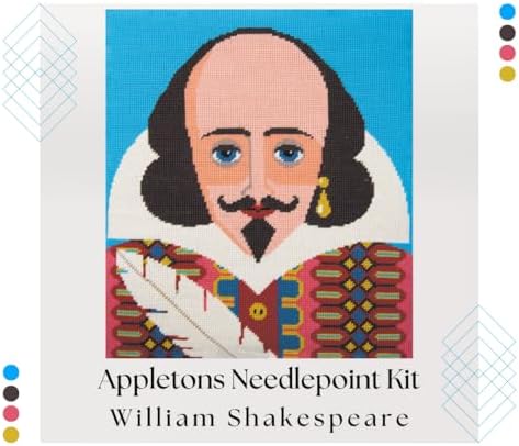 HM NABAVIAN Appletons Wool Needlepoint Kit – Portraits Range - William Shakespeare Designed by Emily Peacock - Image 2