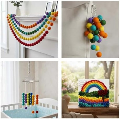 Muimurex 50Pcs Wool Felt Balls 2cm, Multicolor Pompoms for DIY Crafts - Image 5