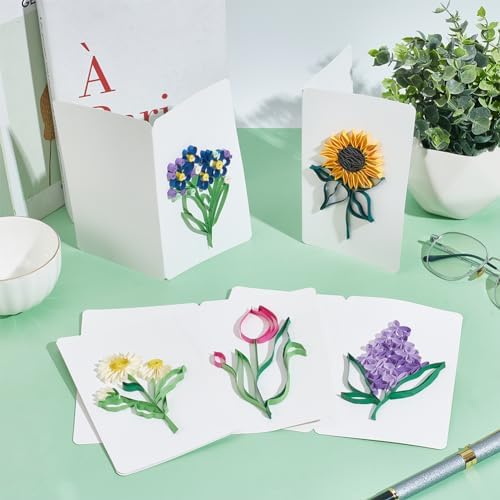 WEBEEDY 20 Sets Paper Quilling Kits for Beginners DIY Flowers Quilling Card Making Kits with 36 Colors Strips, 20 Cards, Paper Quilling Tools and Supplies Home Room Wall Art Decor Creative Gift - Image 7