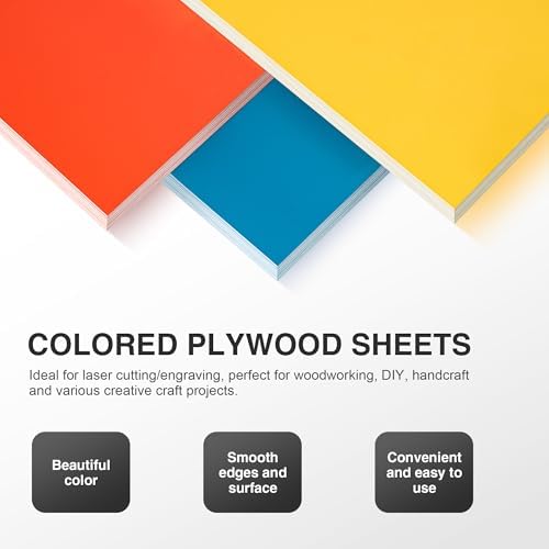 Rowood 7 Pack Rainbow Colored Plywood Sheets,12x16x1/8inch,3mm Multi Thin Unfinished Wood for Laser Cutting Engraving,DIY Adult Craft Kits for Ornaments, Models Drawing,Wood Burning - Image 6