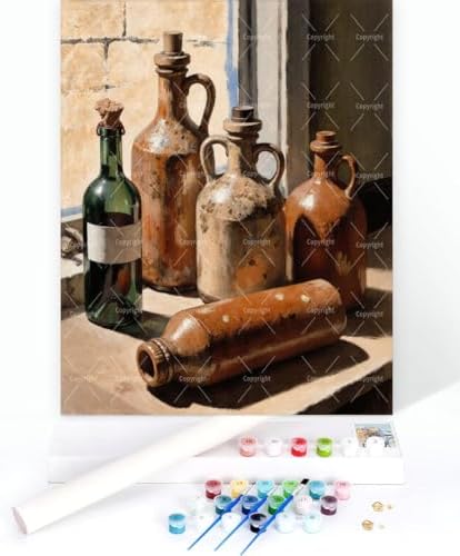 Bottles Paint By Numbers Kit For Adults - Diy Rustic Jugs And Bottle Painting On Canvas 16X20 In, Acrylic Paint Set, Suitable For Beginners, Wall Decor Art For Home Decoration Or Gifts, Unframed - Image 3