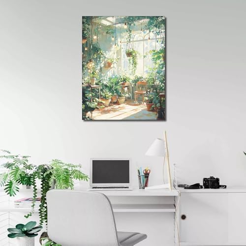TUMOVO Paint by Numbers Kit for Adults Beginner Green Plants, Adult Paint by Number with Brushes Sunlight, DIY Acrylic Painting by Numbers for Gift Home Wall Decor 16"x20"(Frameless) - Image 2
