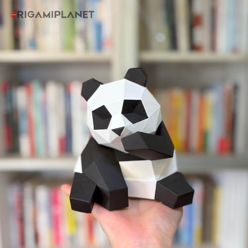 3D Panda Fanfan Origami Paper Craft Kit, Fun DIY Pre-Cut 3D Paper Art Model for Teens & Adults, Easy Handmade Animal Figurine Sculpture Gift Set for Bookshelf Decoration - Image 2