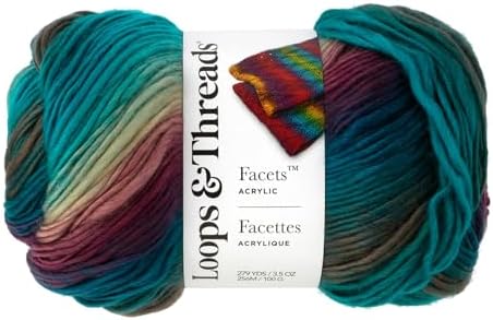 Loops & Threads Facets Yarn - Yarn for Knitting, Crochet, Weaving, and Arts & Crafts - Dark Ocean, Acrylic, 3.5 oz by LoopsThreads