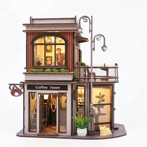 DIY Book Nook Kit, DIY Miniature House Wooden Coffee Shop Dollhouse with LED Light, 3D Wooden Puzzle for Adults & Teens Creative Bookshelf Decor, Craft Hobby Gift by Unknown