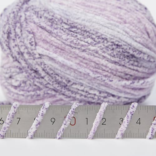 NICEEC 6 Skeins Soft Chenille Yarn 6x85m(6x93yds,6x50g)_Foggy Purple - Image 4