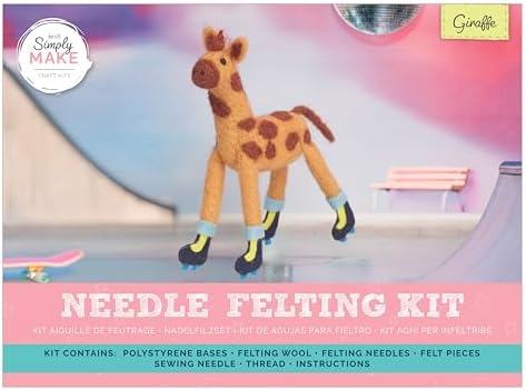 Simply Make Needle Felting Kit, Giraffe, Needle Felting Kit with Felting Needles and Felting Wool, Ideal Needle Felting Kits for Beginners, Fun DIY Craft Kit by Simply+MAKE