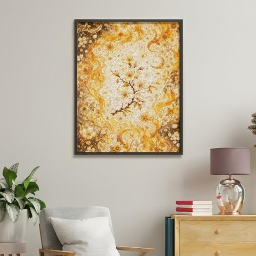Bozfoxa Paint by Numbers Kit for Adults Beginner Golden Moon Floral - Image 4