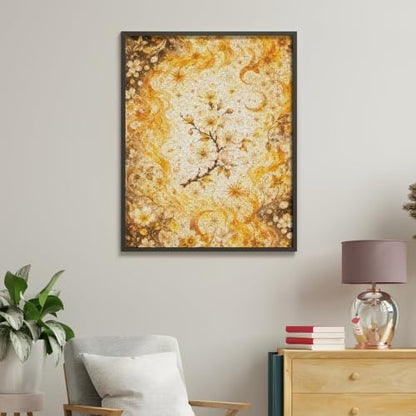 Bozfoxa Paint by Numbers Kit for Adults Beginner Golden Moon Floral - Image 4