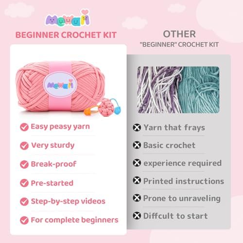 Mewaii Strawberry Cow Crochet Kit for Beginners, 40% Extra Yarn - Image 2