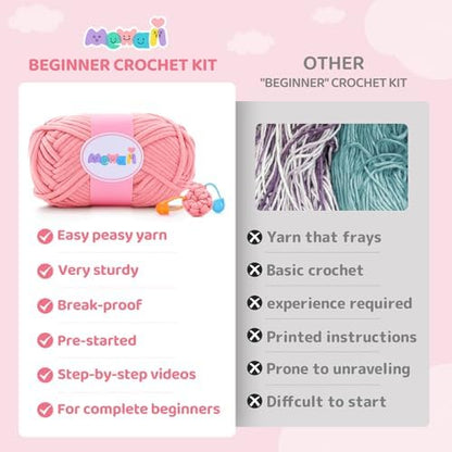 Mewaii Strawberry Cow Crochet Kit for Beginners, 40% Extra Yarn - Image 2