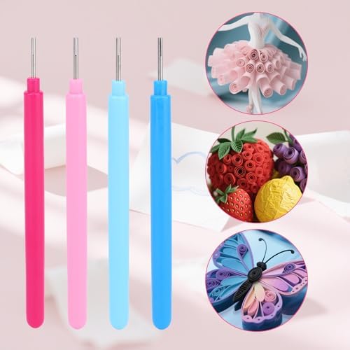 4pcs Paper Quilling Tools, Slotted Curling Pens Paper Flower Rolling Tools for DIY Quilled Creations Card Making Art Crafts Handmade Scrapbooking Supplies (4 Colors) - Image 3