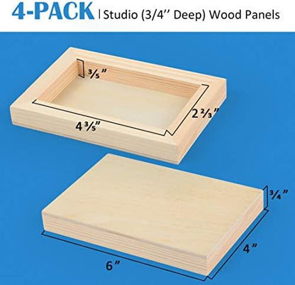 Falling in Art 4 Pack 4x6’’ Unfinished Birch Wood Panels Kit for Painting - Image 3