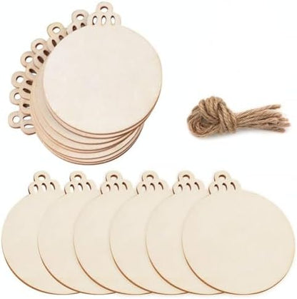 30PCS 3" Round Wooden Ornaments for Crafts, Hanging DIY Christmas Ornaments by OurWarm