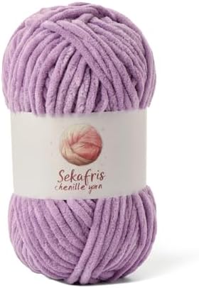 Chenille Yarn for Crocheting Size 5 Bulky Yarn Light Purple by Sekafris