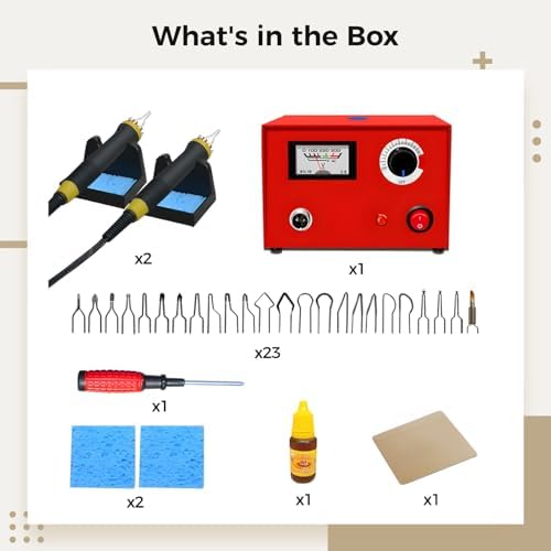 Complete Wood Burning Tool Set – 50W Dual Pens, Adjustable Digital Heat, 20 Interchangeable Tips, Wood Slices & Craft Gear For Pyrography And Diy - Image 5