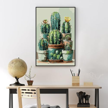 Cactus Framed Paint by Numbers Kit for Adults Beginner & Kids Ages 8-12 - Image 2