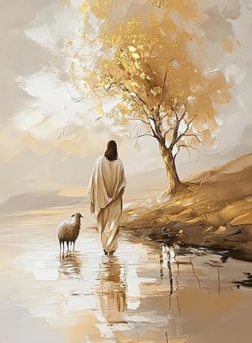 Jesus Paint by Numbers Kit for Adults Framed Canvas 12X16 in, Frameworkless by FairylandJinWenn