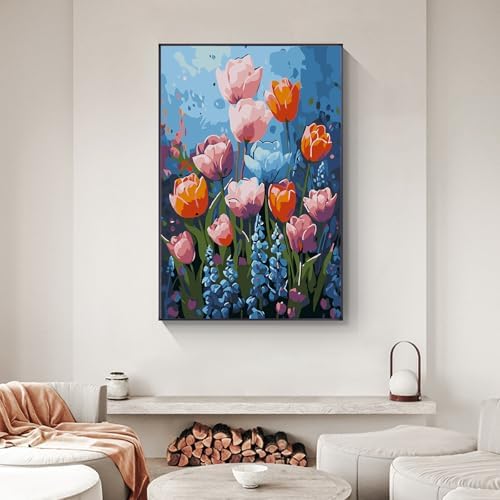 Flowers Framed Paint by Numbers Kit for Adults Beginner & Kids Ages 8-12 - Image 6