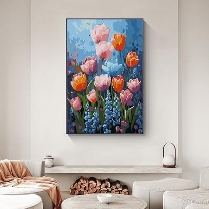Flowers Framed Paint by Numbers Kit for Adults Beginner & Kids Ages 8-12 - Image 6