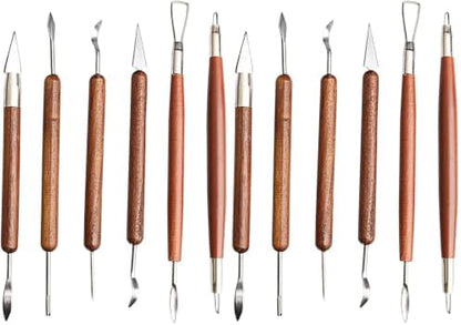 S & E TEACHER'S EDITION 6 Pcs Pottery & Clay Sculpting Tools, Double-Sided, Smooth Wooden Handles. (Pack of 2) by SETEACHERSEDITION