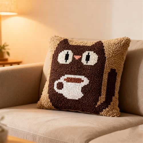 DIY Latch Hook Pillow Kit Many Cute Mini Mushrooms with Green 43x43cm-1 - Image 6
