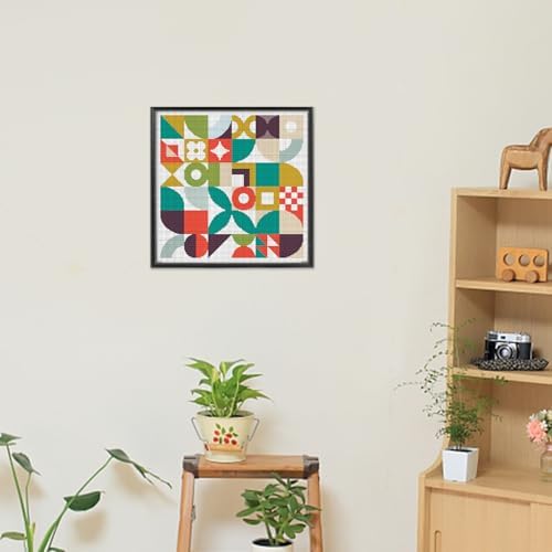 FREEBLOSS 11CT Cross Stitch Kit Cross Stitch Craft Kit with Stitching Guide for Beginners Memphis Stamped Embroidery Set Crossstitch Wall Hanging Set 17.7x17.7inch - Image 6