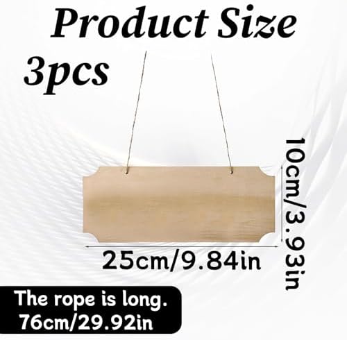 3 Pack Blank Wood Sign for Craft, Unfinished Hanging Wood Sign with Hole Blank Rectangle Hanging Wooden Plaque Door Wall Art Decoration for Painting Writing DIY Home Crafts - Image 2