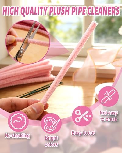 cyctravel 400 Pcs Pipe Cleaner Flower Kit, 5 Colors of Pipe Cleaners for DIY Flower Making Includes Greeting Cards, String Light, Manual, Pipe Cleaners Craft is Ideal for Holiday Gifts and Decorations - Image 3