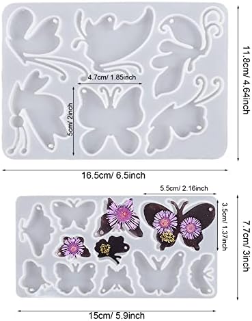 3 Pack Butterfly Silicone Molds for Resin, Various Butterfly Shaped Epoxy Silicone Casting Molds with Hole, Resin Keychain Silicone Molds for Jewelry Making Keychain Decor Crafts - Image 5