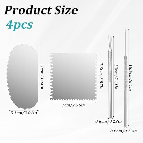 4Pcs Clay Sculpting Tools Set, Stainless Steel Metal Ribs for Pottery - Serrated Rib, Molding Scrapers, Ceramic Needle Tool, Feather Wire Texture Tool, for Ceramics Art Craft Supplies - Image 2