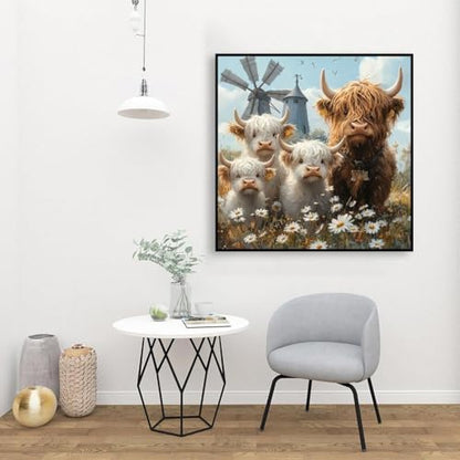VIGEGU Cattle Paint by Numbers Kit for Adults Beginner,Easy Adult Paint by Number Kits on Canvas DIY Painting for Beginners Art by Numbers for Home Wall Decor 16x16 Inch - Image 3