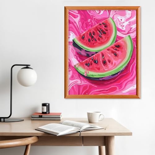 Lxmsja Watermelon Paint by Numbers Kit for Adults, Fresh Color Acrylic Paint by Numbers for Adults Beginner, DIY Craft Supplies Oil Painting Kits for Home Wall Decor 16x20 inch (No Frame) - Image 3