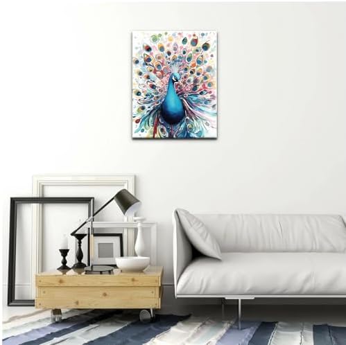 Natuyalo Paint by Numbers for Adults - DIY Adult Paint by Number Kits Painting on Canvas Colorful Peacock Painting by Numbers for Beginners, Animal Art Craft Kits for Adults (16x20 Inch) - Image 3