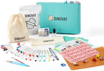 DINOVAT Air Dry Clay Pottery Kit for Adults - DIY Craft Kit Includes:500gClay, 13 Acrylic Paint Pens,Clay Mold,GlossVarnish,Tools & Step-by-Step – Perfect for Pendants, Brooches by Unknown