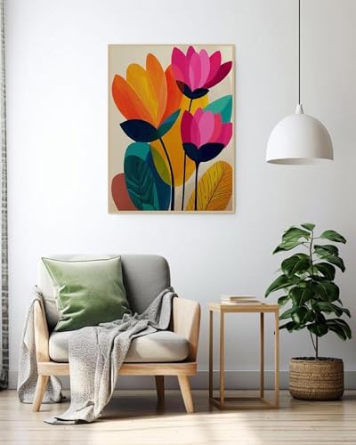 Mowana Paint by Numbers Kit for Adults Beginner – Boho Flowers Framed Paint by Numbers for Adults with Easel, Easy DIY Painting Kit Canvas Wall Art Decor 8x12inch - Image 5
