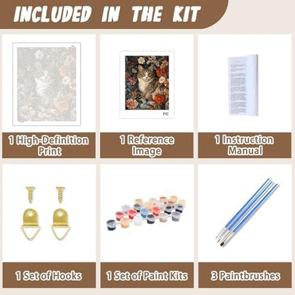 XTCIXAL Paint by Numbers Kit for Adults, Cat, 16X20 Inch - Image 5