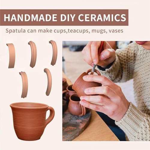 Sthmeyue Mug Handle Carving Tool, Pottery Handle Making Tools Set,5 PCS Walnut Wood Handle Sculpting & Carving Tools, Durable & Comfortable, Ideal for Shaping Clay Cup Handles - Image 3