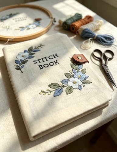Roofo Embroidery Stitch Book Kit for Beginners, DIY Hand Sewing Embroidery Book 8×6" Starter Set for Adults Cross Stitch Kits with Colors Threads and Tools&Video Tutorials - Image 4
