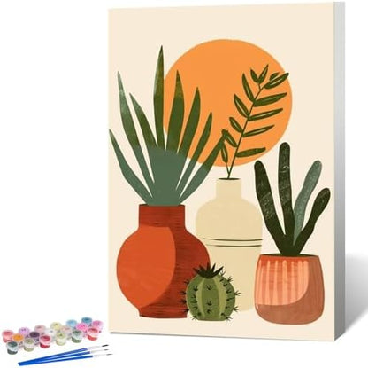 Easy Plant Framed Paint by Numbers Kit for Adults Beginner 8x12 Inch by Fountor