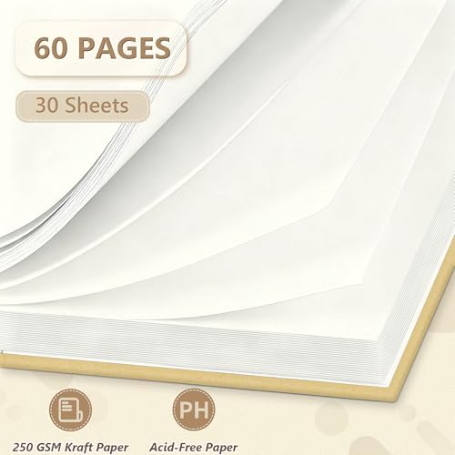 Popotop 10x10 Inch Scrapbook Photo Album, 60 Page Decorative Kraft Paper Book for 4x6 8x10 Pictures, DIY Memory Photo Albums as Gifts for Wedding Baby Christmas School Family - Image 4