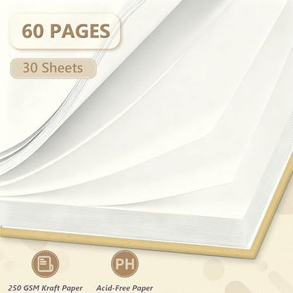 Popotop 10x10 Inch Scrapbook Photo Album, 60 Page Decorative Kraft Paper Book for 4x6 8x10 Pictures, DIY Memory Photo Albums as Gifts for Wedding Baby Christmas School Family - Image 4