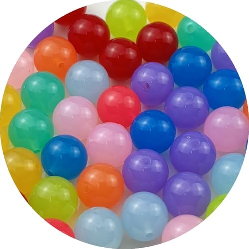 40pcs Acrylic Round Beads for Crafts 16mm Resin Candy Color Spacer Beads with Hole for Jewelry Making Sewing Crafts Decoration Necklaces Bracelets Earrings Supplies(Jelly Mix Colors) by Unknown