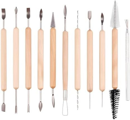LINPHCEY 11-Piece Clay Sculpting Tools Set Perfect for Polymer Air Dry Modeling Clay Beginners & Professionals Ideal for DIY Pottery & Ceramics Tools for Clay Sculpey Sculpting & Crafting by LINPHCEY