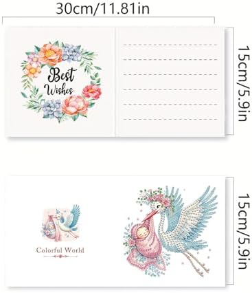 DDGYP 6 PCS Diamond Art Painting Greeting Cards with Envelopes,5.9x11.81In - Image 2