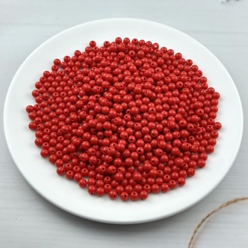 700pcs Acrylic Round Beads for Crafts 6mm Resin Candy Color Spacer Beads with Hole for Jewelry Making Sewing Crafts Decoration Necklaces Bracelets Earrings Supplies(Red) - Image 2